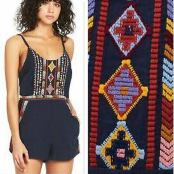 TIGERLILY Nazilla Embroidered Cotton Navy Onesie Romper Playsuit - Picture 3 of 16